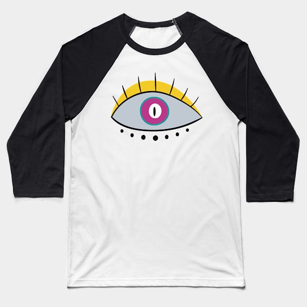 Eye For Evil Protection 666 Baseball T-Shirt by MINIMAL`